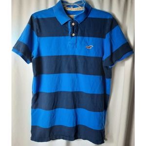 Hollister blue striped short sleeve polo shirt XL